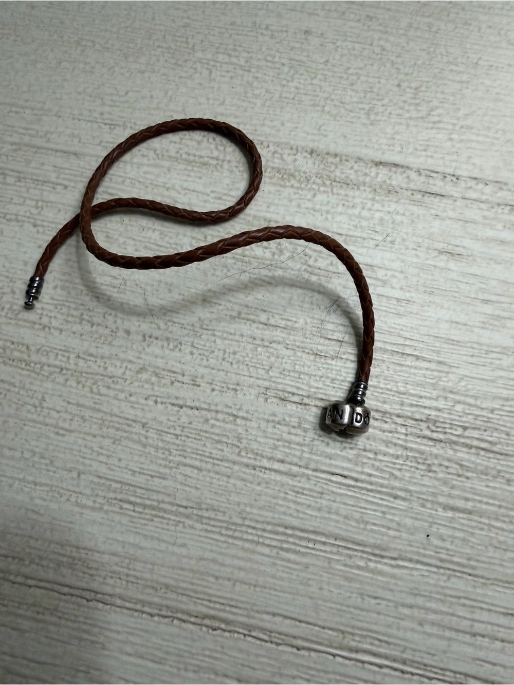 Pandora Brown Braided Bracelet or Choker - for women sterling silver hardware.